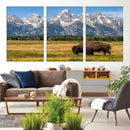 Bison in Mountain Landscape Wall Art Canvas Print – Western by MyGreatCanvas | Canvas Wall Art Prints | Photo Prints & Wall Decor