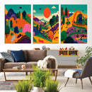 Colorful Japanese Landscape Print: Maximalist Panoramic Wall by MyGreatCanvas | Canvas Wall Art Prints | Photo Prints & Wall Decor