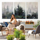 Misty Pine Forest Oil Painting Canvas — Dark Moody Teal Grey by MyGreatCanvas | Canvas Wall Art Prints | Photo Prints & Wall Decor