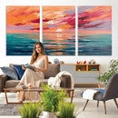 Bold Palette Knife Ocean Sunset Canvas — Orange Pink Teal by MyGreatCanvas | Canvas Wall Art Prints | Photo Prints & Wall Decor