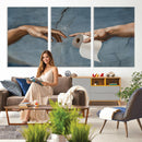 Funny Bathroom Canvas Wall Art, Michelangelo Creation of by MyGreatCanvas | Canvas Wall Art Prints | Photo Prints & Wall Decor