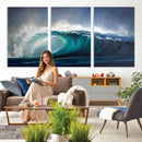 Ocean Wave Canvas Wall Art, Dramatic Teal Blue Seascape Oil by MyGreatCanvas | Canvas Wall Art Prints | Photo Prints & Wall Decor