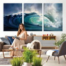 Ocean Wave Canvas Wall Art, Dramatic Teal Blue Seascape Oil by MyGreatCanvas | Canvas Wall Art Prints | Photo Prints & Wall Decor
