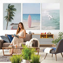 Surf Canvas Wall Art Set, Pink Surfboard VW Van Palm Tree by MyGreatCanvas | Canvas Wall Art Prints | Photo Prints & Wall Decor