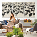 Longhorn Cattle Canvas Wall Art, Black White Stampede Ink by MyGreatCanvas | Canvas Wall Art Prints | Photo Prints & Wall Decor