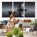 Moonlit Lake Canvas Wall Art, Dreamy Boat Heron Full Moon by MyGreatCanvas | Canvas Wall Art Prints | Photo Prints & Wall Decor