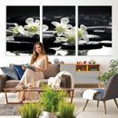 Plumeria Frangipani Black Stone Canvas | White Flower Spa by MyGreatCanvas | Canvas Wall Art Prints | Photo Prints & Wall Decor