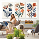Watercolor Botanical Canvas Wall Art Set, Navy Terracotta by MyGreatCanvas | Canvas Wall Art Prints | Photo Prints & Wall Decor