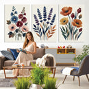 Watercolor Botanical Canvas Wall Art Set, Navy Terracotta by MyGreatCanvas | Canvas Wall Art Prints | Photo Prints & Wall Decor
