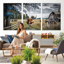 Texas Longhorn Canvas Wall Art, Rustic Farm Barn Bluebonnet by MyGreatCanvas | Canvas Wall Art Prints | Photo Prints & Wall Decor