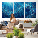 School of Fish Canvas Print | Blue Ocean Underwater Wall Art by MyGreatCanvas | Canvas Wall Art Prints | Photo Prints & Wall Decor