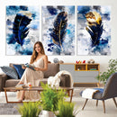 Feather Canvas Wall Art Navy Blue Gold Watercolor Abstract by MyGreatCanvas | Canvas Wall Art Prints | Photo Prints & Wall Decor