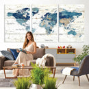 Watercolor World Map Canvas Wall Art Print – Abstract by MyGreatCanvas | Canvas Wall Art Prints | Photo Prints & Wall Decor