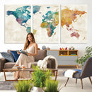 Watercolor World Map Canvas Wall Art Print – Abstract by MyGreatCanvas | Canvas Wall Art Prints | Photo Prints & Wall Decor