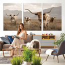 Rustic Texas Longhorn Cow Canvas Wall Art Print, Rustic Farm Animal Photography Print, Farmhouse Country Decor, Western Ranch Art by MyGreatCanvas | Canvas Wall Art Prints | Photo Prints & Wall Decor