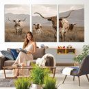 Rustic Texas Longhorn Cow Canvas Wall Art Print, Rustic Farm Animal Photography Print, Farmhouse Country Decor, Western Ranch Art