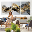 Black and Gold Abstract Wall Art, Modern Wave Canvas Print, Elegant Flowing Smoke Art, Luxury Living Room Decor by MyGreatCanvas | Canvas Wall Art Prints | Photo Prints & Wall Decor