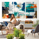 Blue Teal Abstract Canvas Wall Art, Modern Textured Painting Print, Navy Orange White Contemporary Art, Neutral Living Room Decor, Office Art by MyGreatCanvas | Canvas Wall Art Prints | Photo Prints & Wall Decor