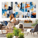 Blue Teal Abstract Canvas Wall Art, Modern Textured Painting Print, Navy Orange White Contemporary Art, Neutral Living Room Decor, Office Art by MyGreatCanvas | Canvas Wall Art Prints | Photo Prints & Wall Decor