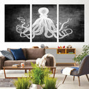 Black White Octopus Wall Art Canvas Print by MyGreatCanvas | Canvas Wall Art Prints | Photo Prints & Wall Decor