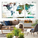 Modern Watercolor World Map Canvas Wall Art – Framed by MyGreatCanvas | Canvas Wall Art Prints | Photo Prints & Wall Decor