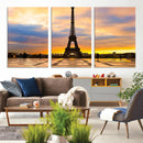 Paris Eiffel Tower Sunset Canvas Wall Art Print - Iconic