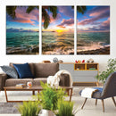 Framed Tropical Sunset Art Canvas Print
