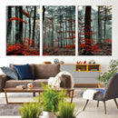 Autumn Forest Wall Art – Enchanting Red Leaves Canvas Print,