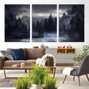 Night Landscape and Trees Wall Art Canvas Print