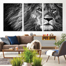 Black and White Lion Canvas Wall Art Print – Wildlife by MyGreatCanvas | Canvas Wall Art Prints | Photo Prints & Wall Decor