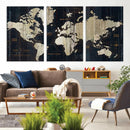 Antique Old World Map Wall Art Canvas Print