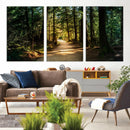 Sunlit Forest Pathway Canvas Print | 3 Panel Large Nature by MyGreatCanvas | Canvas Wall Art Prints | Photo Prints & Wall Decor
