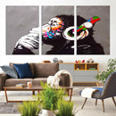 Dj Monkey Listening to Music Wall Art Print | Banksy Monkey by MyGreatCanvas | Canvas Wall Art Prints | Photo Prints & Wall Decor