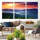 Sunset over Mountain Canvas Print, Forest Canvas Wall Art –