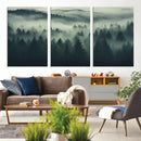 Misty Forest Wall Art Premium Canvas Print a Foggy and