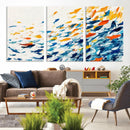 Abstract Fish Shoal Wall Art Canvas Print, Colorful Fish
