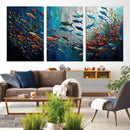 Modern Abstract Fish Shoal Wall Art Canvas Print, Colorful
