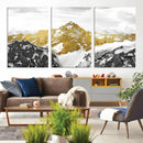 Gold Abstract Mountains Wall Art Print on Canvas, Nature