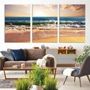 Sunset Beach Wall Art - 3-Panel Framed Canvas Print, Ready