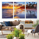 Serene Beach Sunset Wall Art Canvas- Coastal Seascape Print