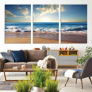 Serene Ocean Sunset Canvas Wall Art - Beach Waves at Sunset,