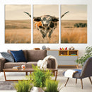 Texas Cow Longhorn Wall Art Canvas Print for Farm House Wall