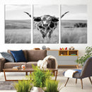 Texas Cow Longhorn Wall Art Canvas Print for Farm House Wall