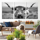 Texas Cow Longhorn Wall Art Canvas Print for Farm House Wall by MyGreatCanvas | Canvas Wall Art Prints | Photo Prints & Wall Decor