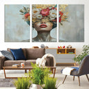 Golden Petal Wall Art Canvas Print - Silhouette Woman Wall