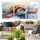 Watercolor Sea Turtle Wall Art Canvas Print - Vibrant Ocean