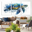 Turtle Wall Art Canvas Print, Framed Watercolor Turtle Art