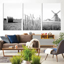 Vintage Farmhouse Black and White Triptych Wall Art – Giclee
