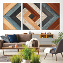 Geometric Wood Art Wall Decor Canvas Print, Rustic Wooden