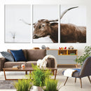 Rustic Bull Wall Art Canvas Print – Modern Longhorn